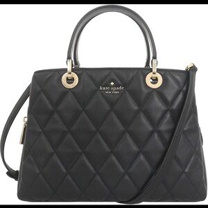 Kate Spade Carey Sullivan Satchel Black Quilted Leather Crossbody KH227